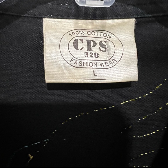 Hand Appliquéd & Embroidered Mola Style Black Cotton Button Up Men’s Shirt Sz L - Picture 5 of 9